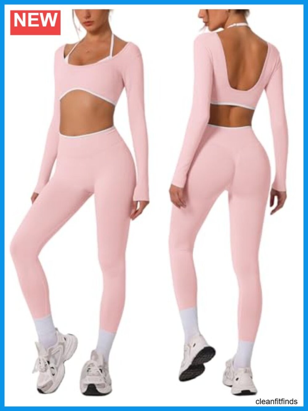 Seamless Long Sleeve Crop Top & Scrunch Leggings 2 Piece Workout Set